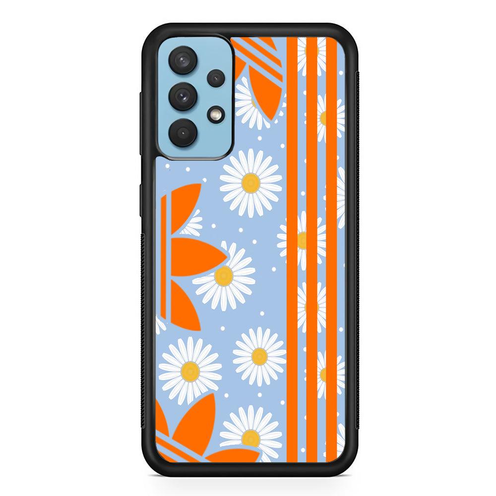 Adidas Sun Flowers Samsung Galaxy A32 Case-Rubber Black (2D Case)-Oxvistore