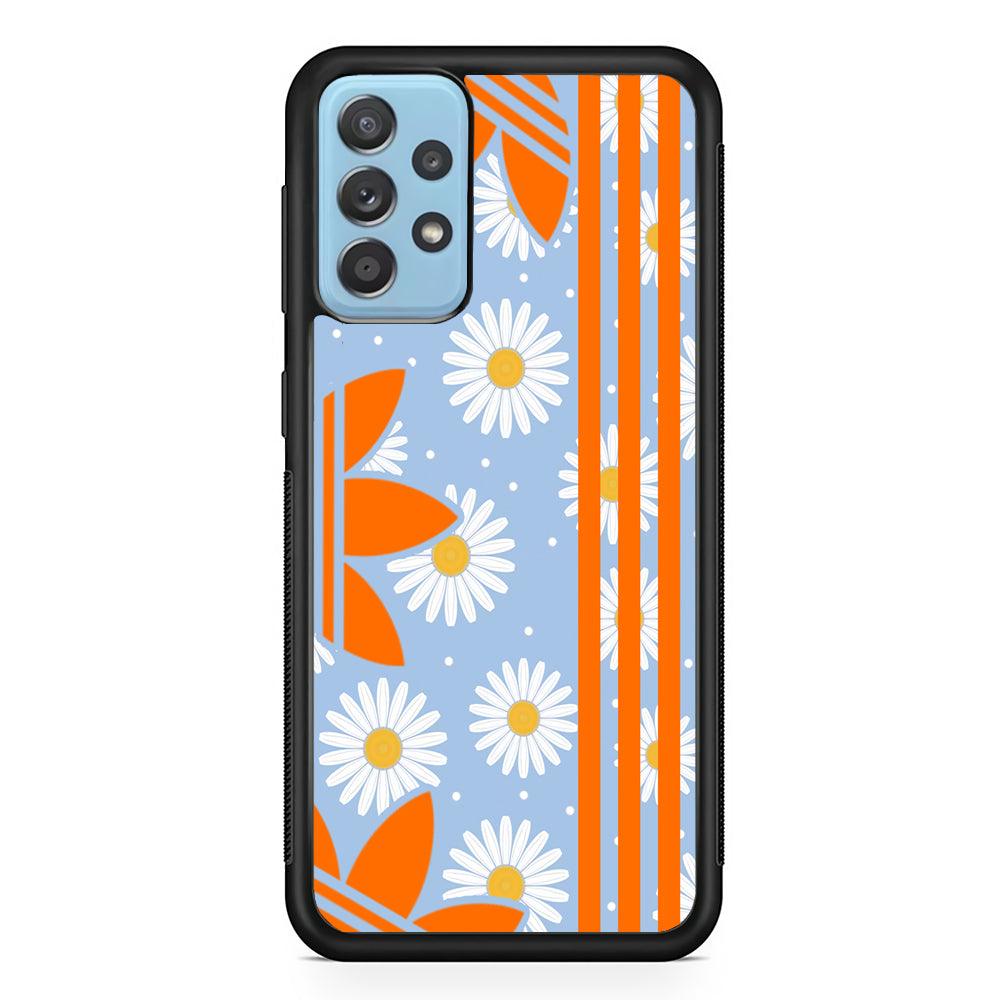 Adidas Sun Flowers Samsung Galaxy A52 Case-Rubber Black (2D Case)-Oxvistore