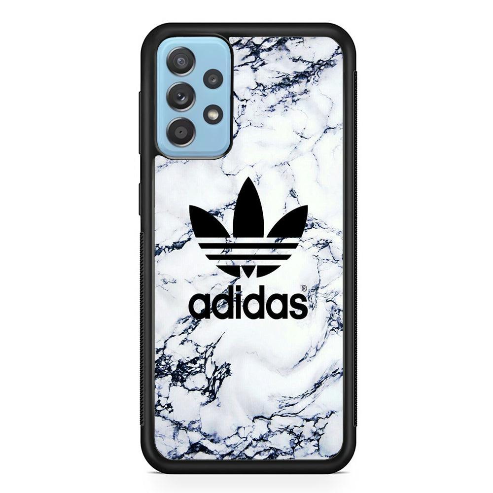 Adidas White Marble Samsung Galaxy A52 Case-Rubber Black (2D Case)-Oxvistore