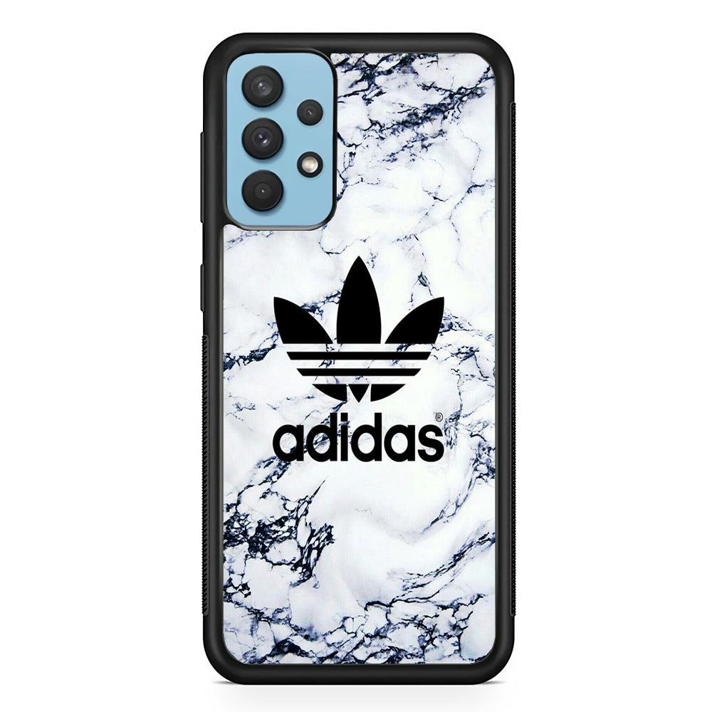 Adidas White Marble Samsung Galaxy A32 Case-Rubber Black (2D Case)-Oxvistore