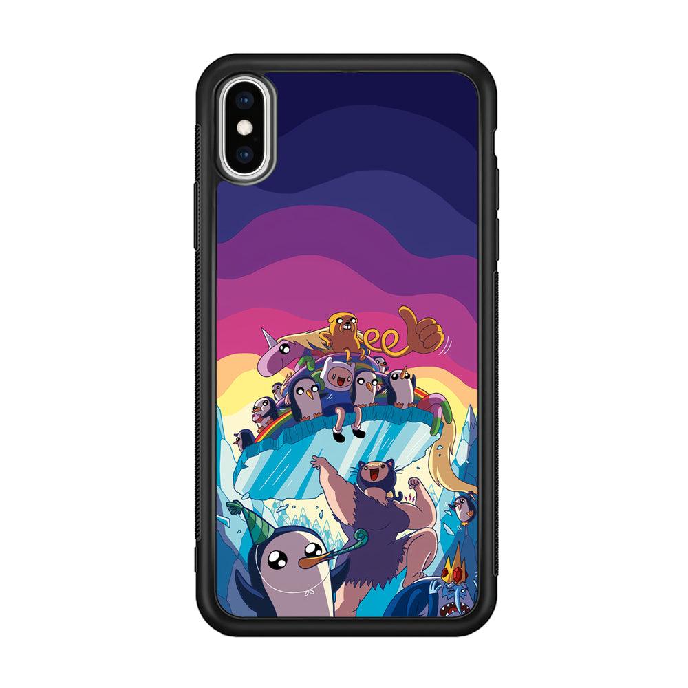 Adventure Time Kick The King Ice iPhone Xs Max Case-Rubber Black (2D Case)-Oxvistore