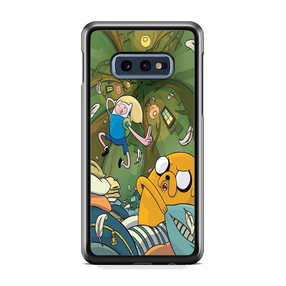 Adventure Time Flying Samsung Galaxy S10E Case-Rubber Black (2D Case)-Oxvistore