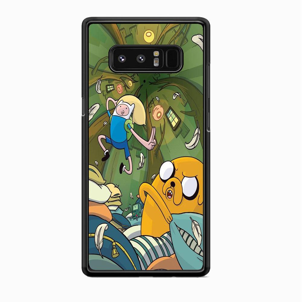 Adventure Time Flying Samsung Galaxy Note 8 Case-Rubber Black (2D Case)-Oxvistore