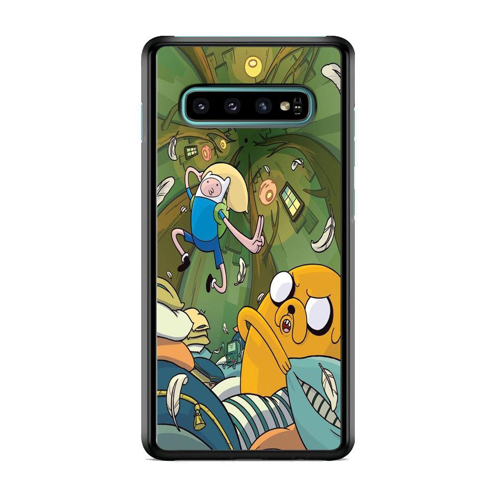 Adventure Time Flying Samsung Galaxy S10 Case-Rubber Black (2D Case)-Oxvistore