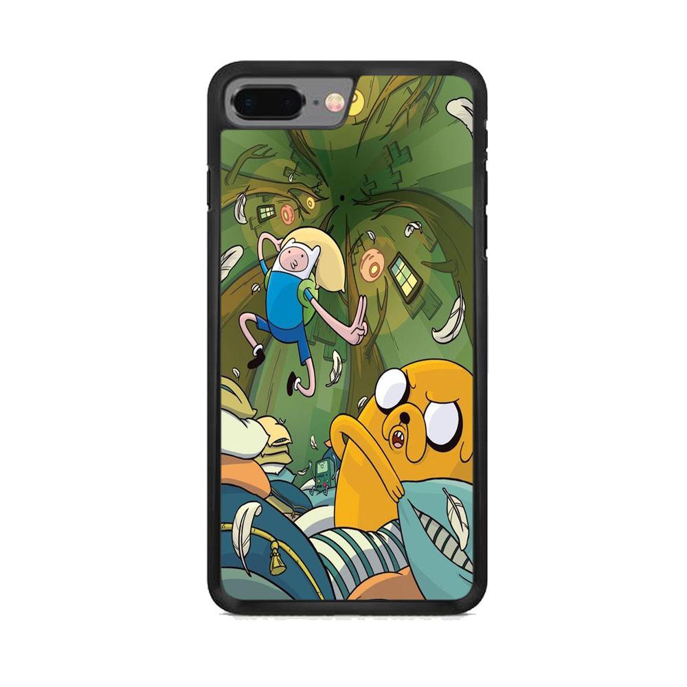 Adventure Time Flying iPhone 7 Plus Case-Rubber Black (2D Case)-Oxvistore