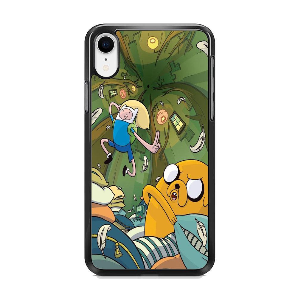 Adventure Time Flying iPhone XR Case-Rubber Black (2D Case)-Oxvistore