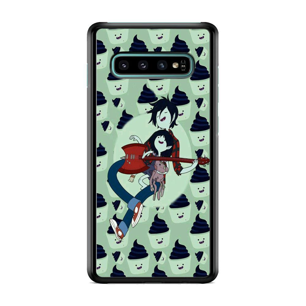 Adventure Time Marshall Lee Playing Guitar Samsung Galaxy S10 Plus Case-Rubber Black (2D Case)-Oxvistore
