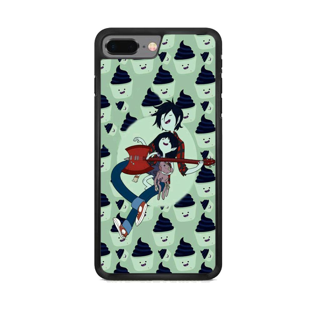 Adventure Time Marshall Lee Playing Guitar iPhone 8 Plus Case-Rubber Black (2D Case)-Oxvistore