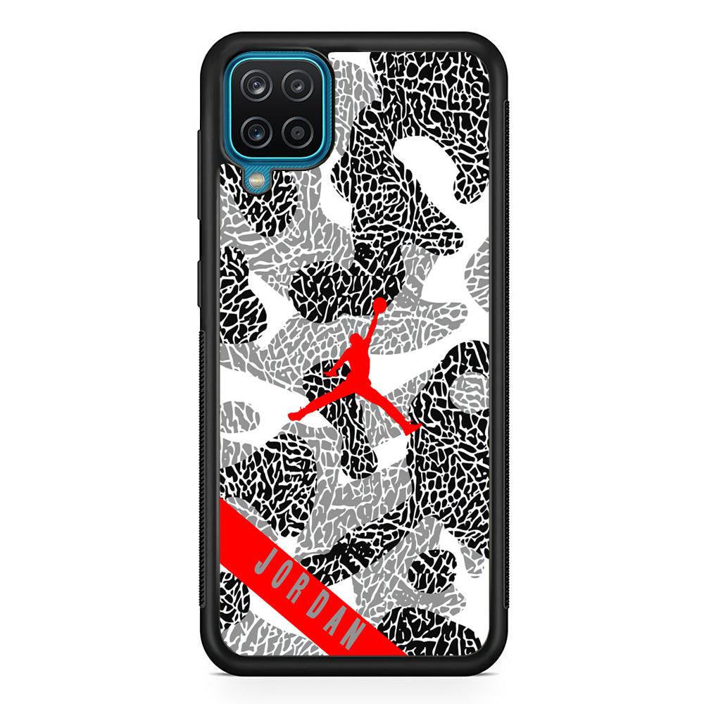 Air Jordan Absolute Patern Samsung Galaxy A12 Case-Rubber Black (2D Case)-Oxvistore