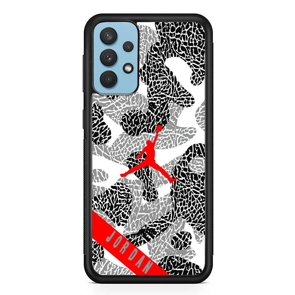 Air Jordan Absolute Patern Samsung Galaxy A32 Case-Rubber Black (2D Case)-Oxvistore
