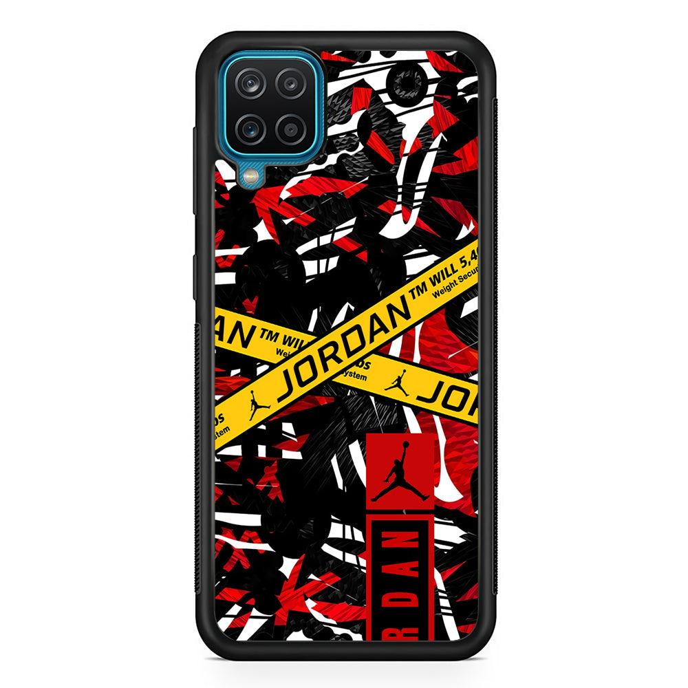 Air Jordan Abstract Camo Samsung Galaxy A12 Case-Rubber Black (2D Case)-Oxvistore