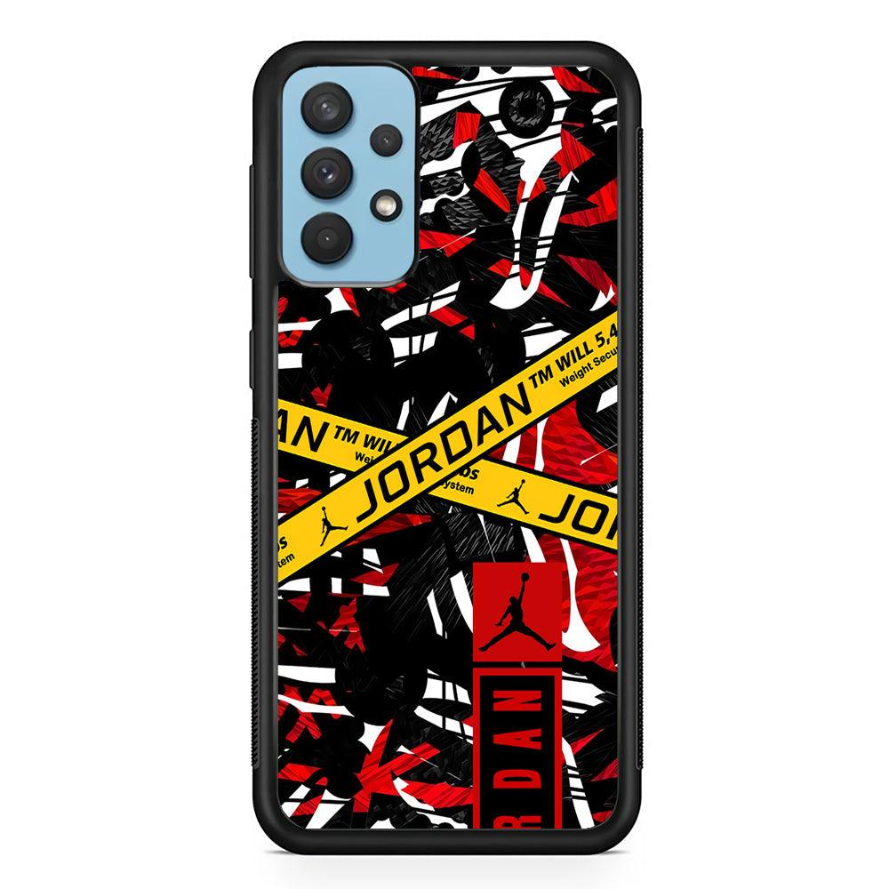 Air Jordan Abstract Camo Samsung Galaxy A32 Case-Rubber Black (2D Case)-Oxvistore