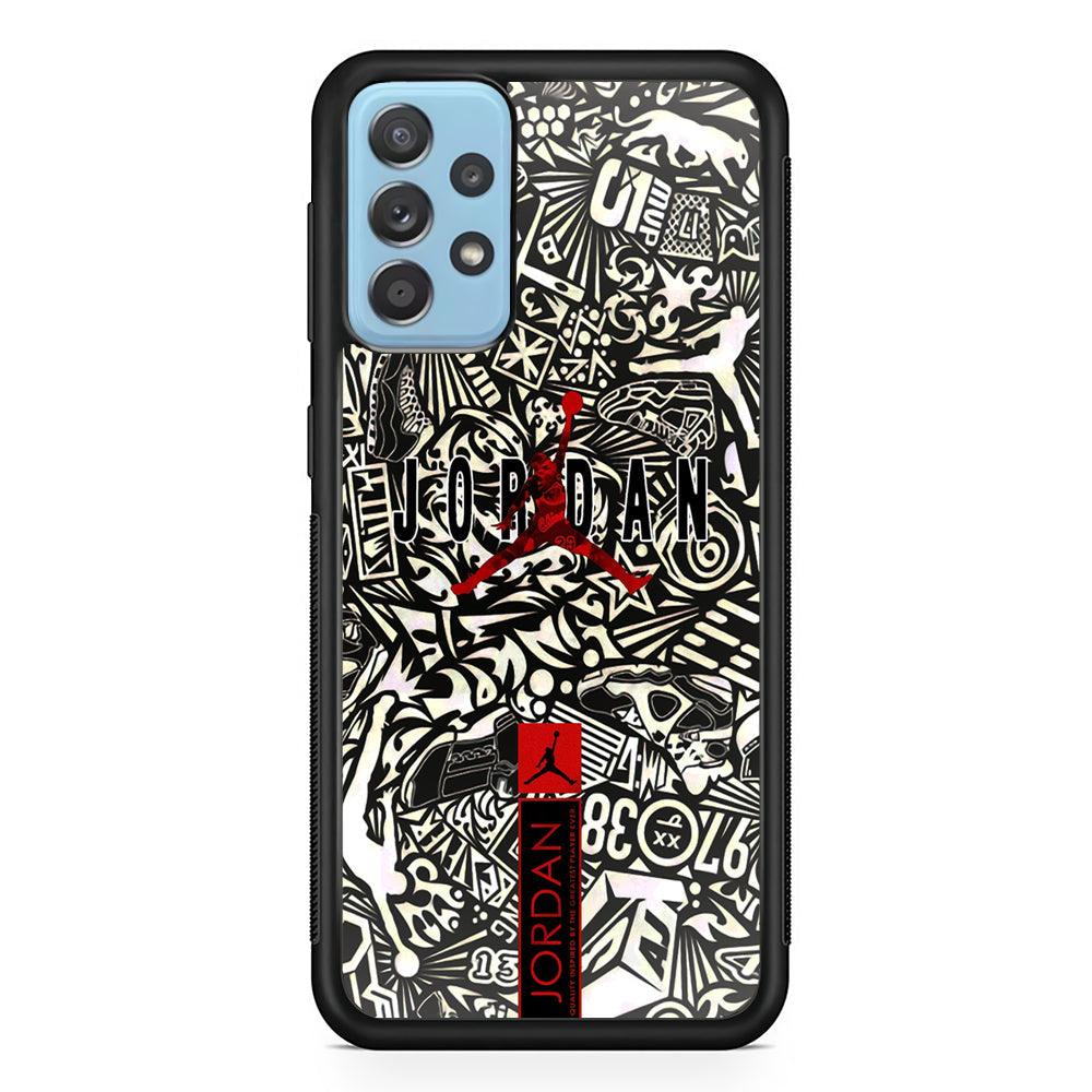 Air Jordan B&W Doodle Samsung Galaxy A52 Case-Rubber Black (2D Case)-Oxvistore