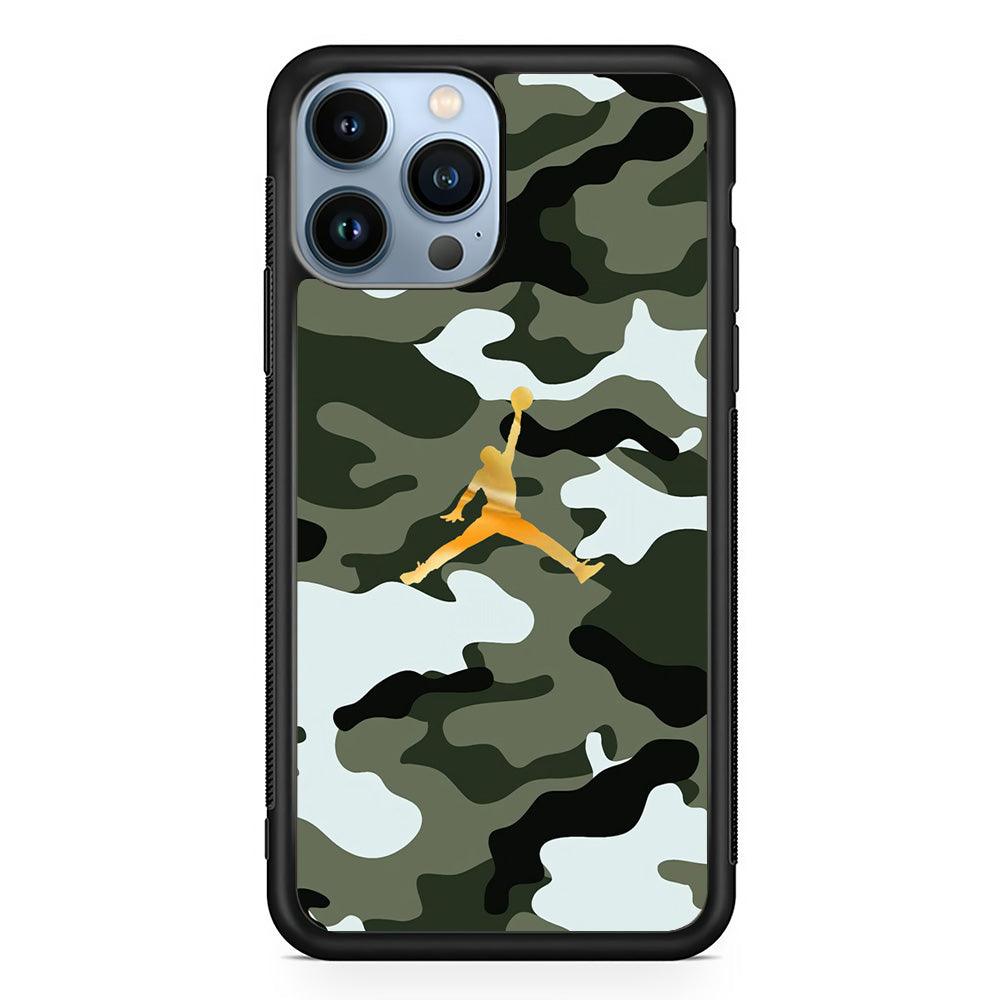 Air Jordan Camo Forest Beast iPhone 15 Pro Case-Rubber Black (2D Case)-Oxvistore