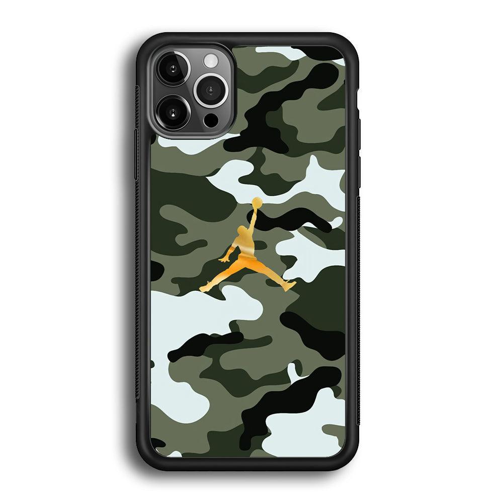 Air Jordan Camo Forest Beast iPhone 12 Pro Case-Rubber Black (2D Case)-Oxvistore