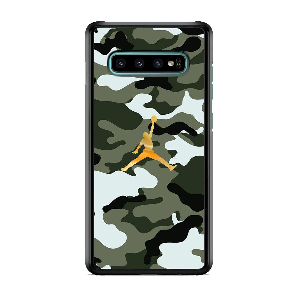 Air Jordan Camo Forest Beast Samsung Galaxy S10 Case-Rubber Black (2D Case)-Oxvistore