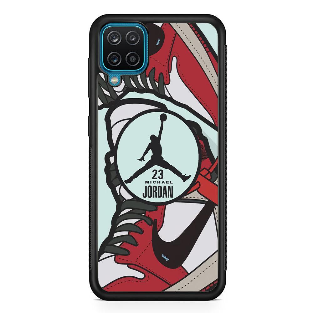 Air Jordan Circle in Collaboration Samsung Galaxy A12 Case-Rubber Black (2D Case)-Oxvistore