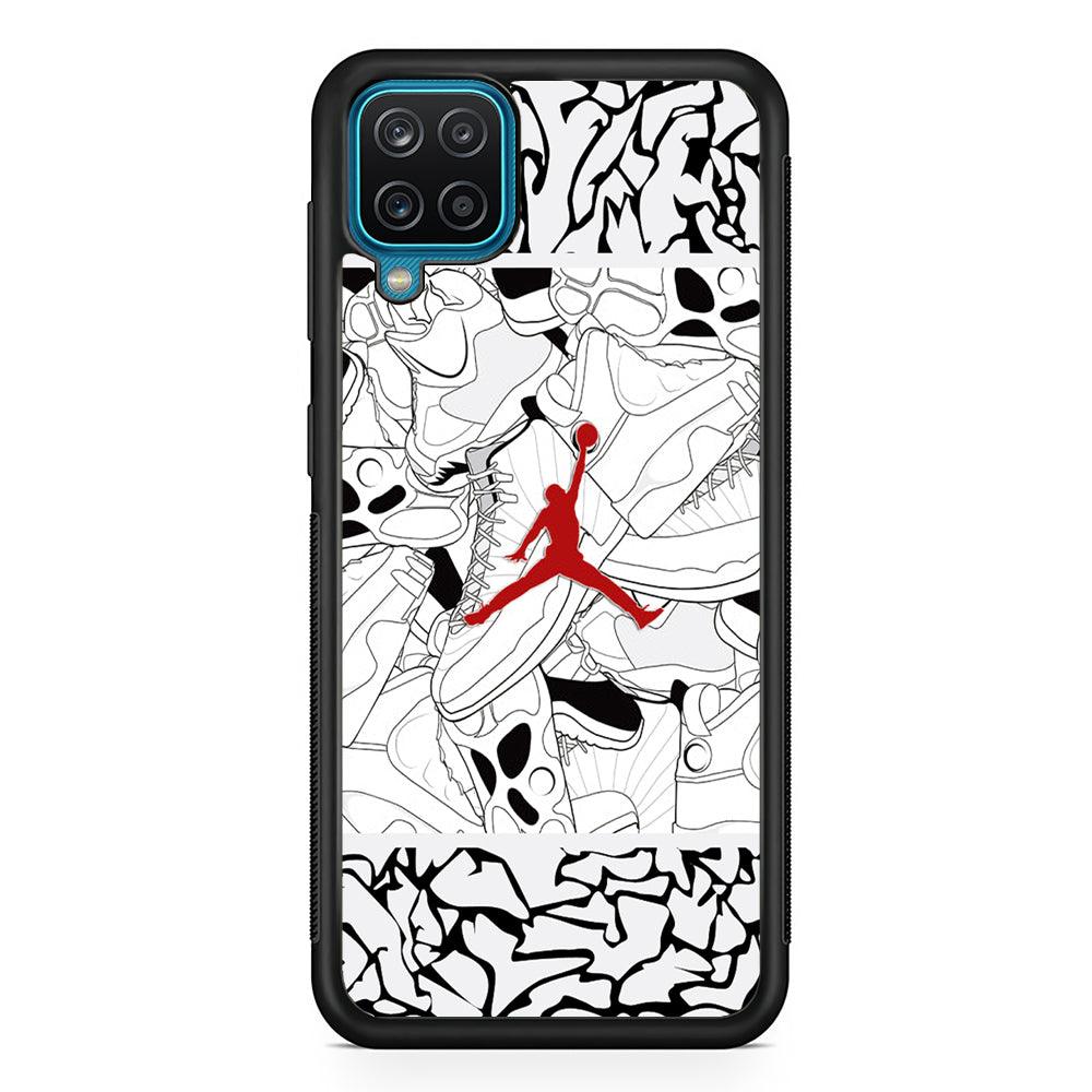 Air Jordan Collage of Soul Samsung Galaxy A12 Case-Rubber Black (2D Case)-Oxvistore