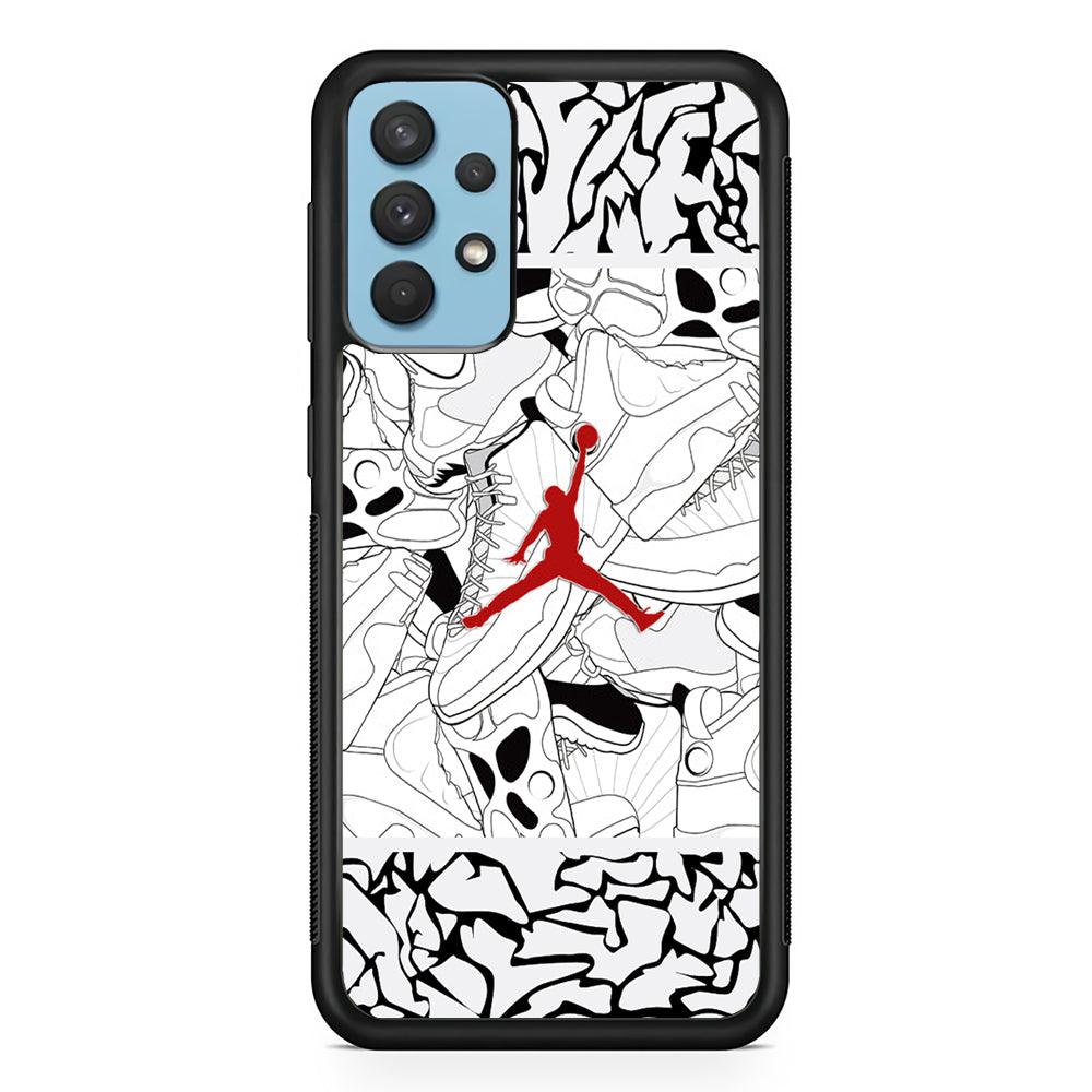 Air Jordan Collage of Soul Samsung Galaxy A32 Case-Rubber Black (2D Case)-Oxvistore