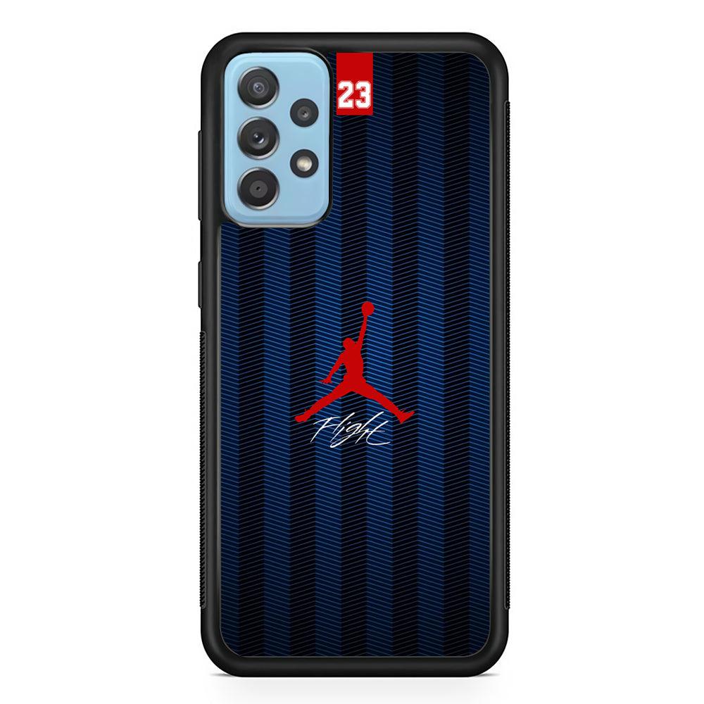 Air Jordan Deep Blue Art Line Samsung Galaxy A52 Case-Rubber Black (2D Case)-Oxvistore