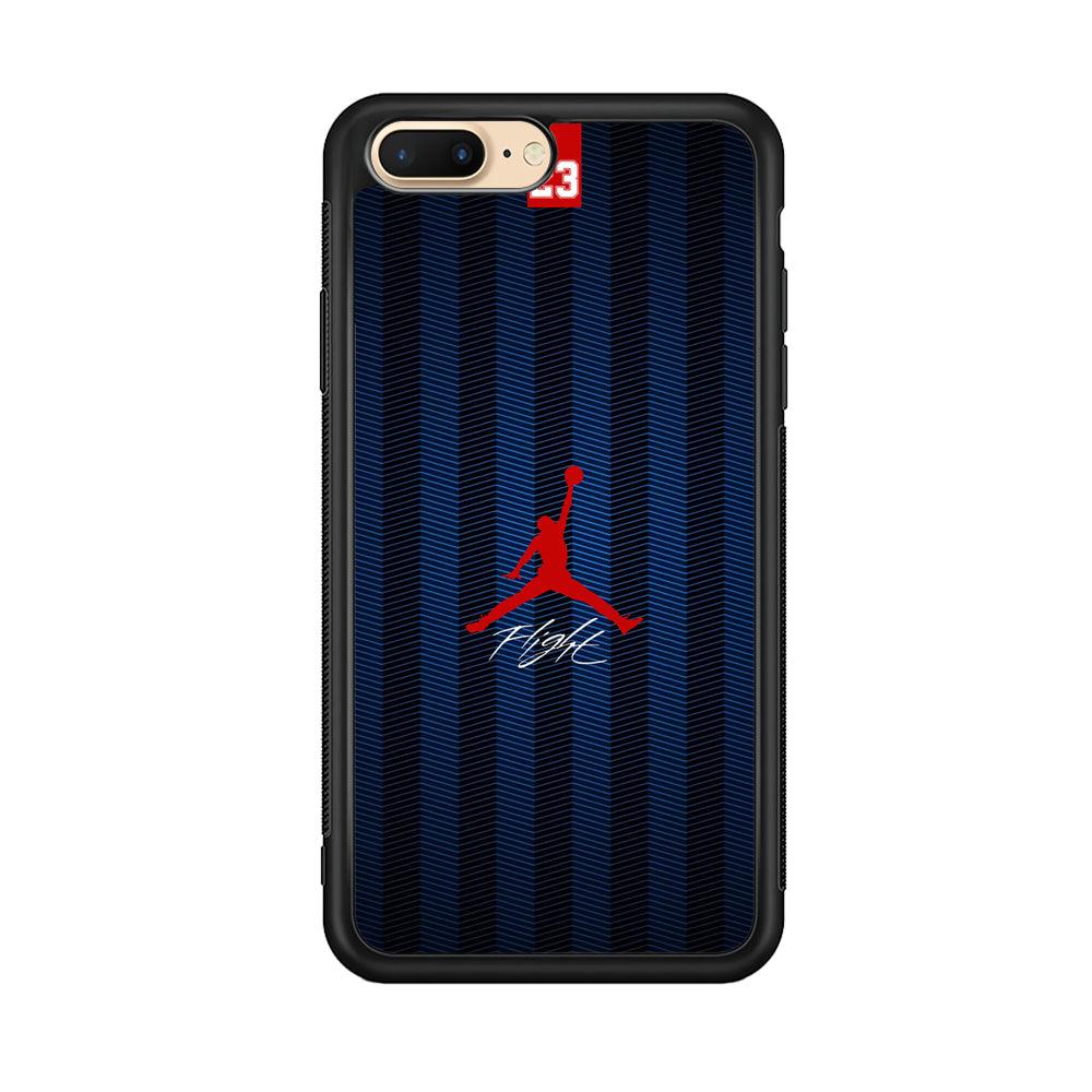 Air Jordan Deep Blue Art Line iPhone 8 plus Case-Rubber Black (2D Case)-Oxvistore