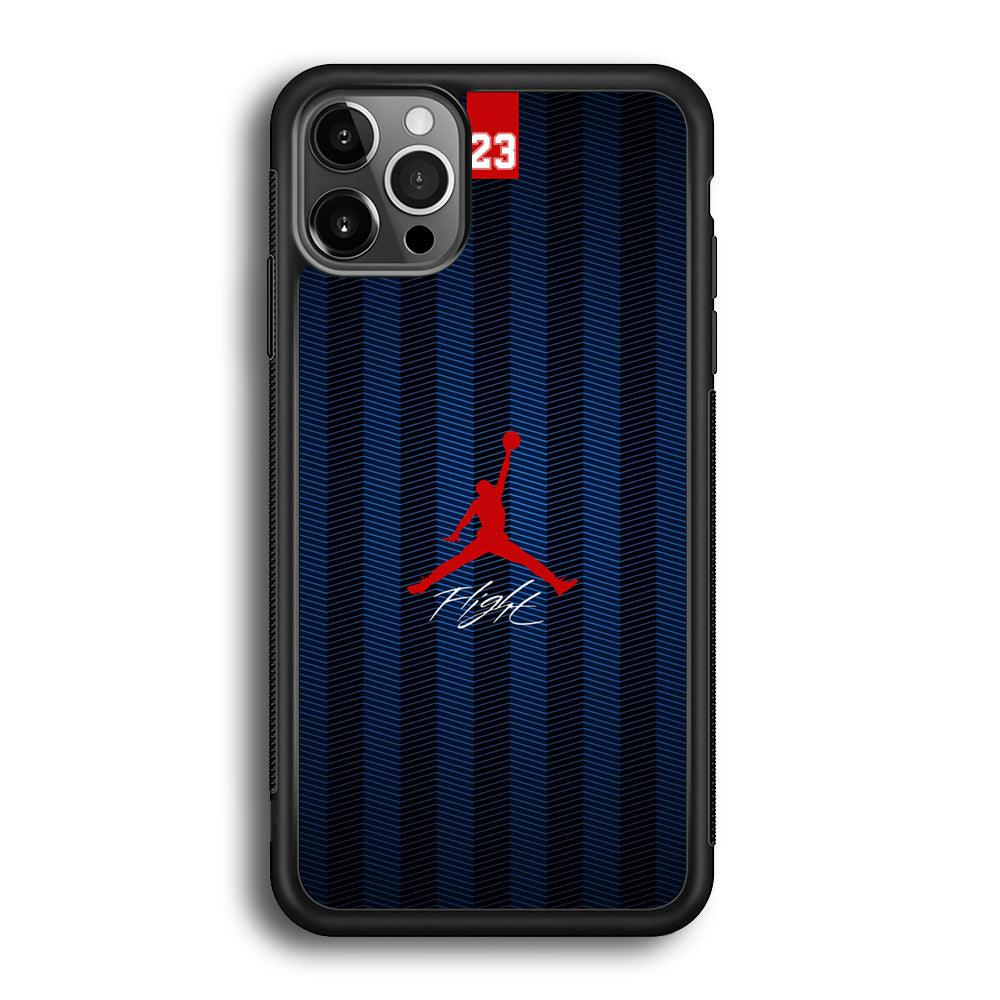 Air Jordan Deep Blue Art Line iPhone 12 Pro Case-Rubber Black (2D Case)-Oxvistore