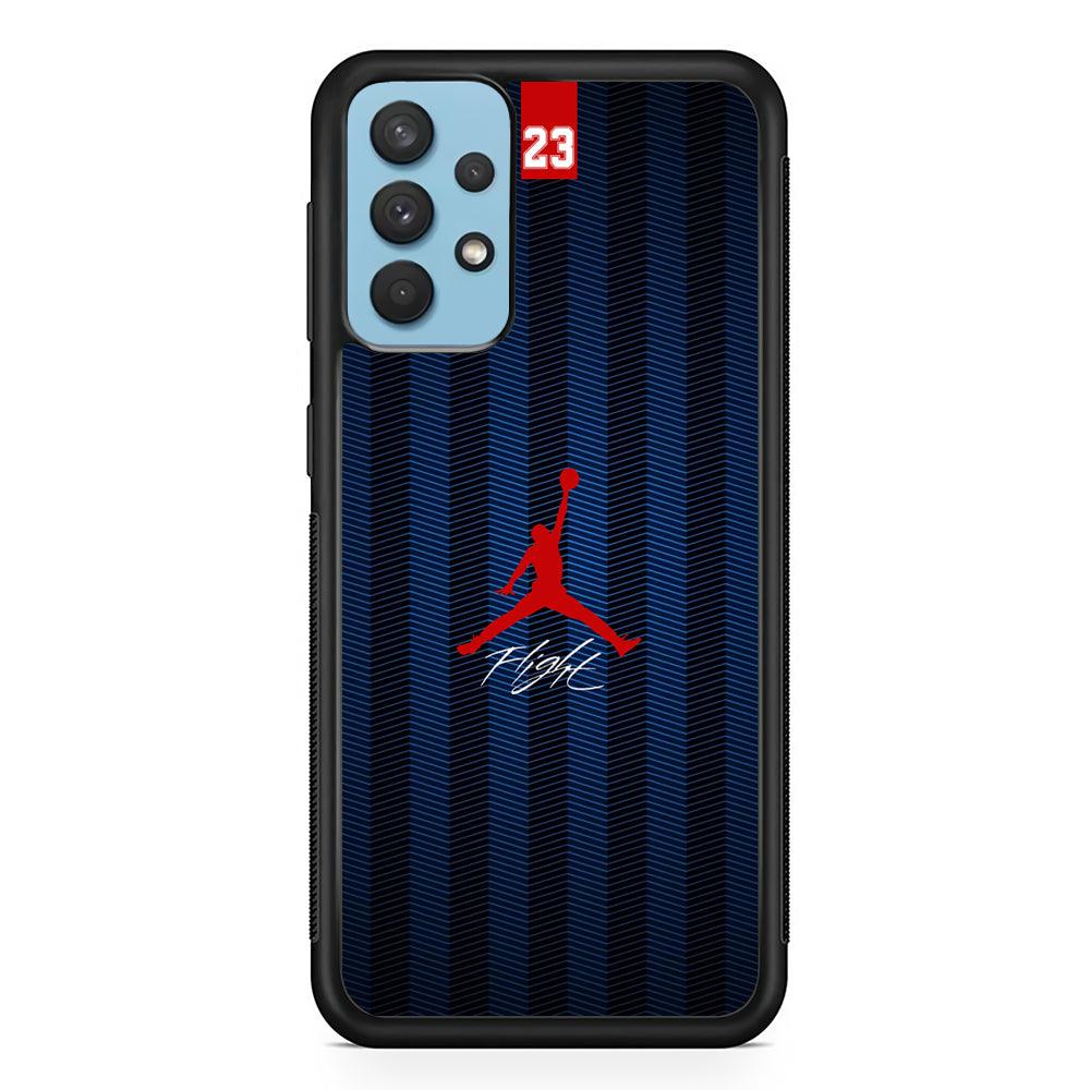 Air Jordan Deep Blue Art Line Samsung Galaxy A32 Case-Rubber Black (2D Case)-Oxvistore