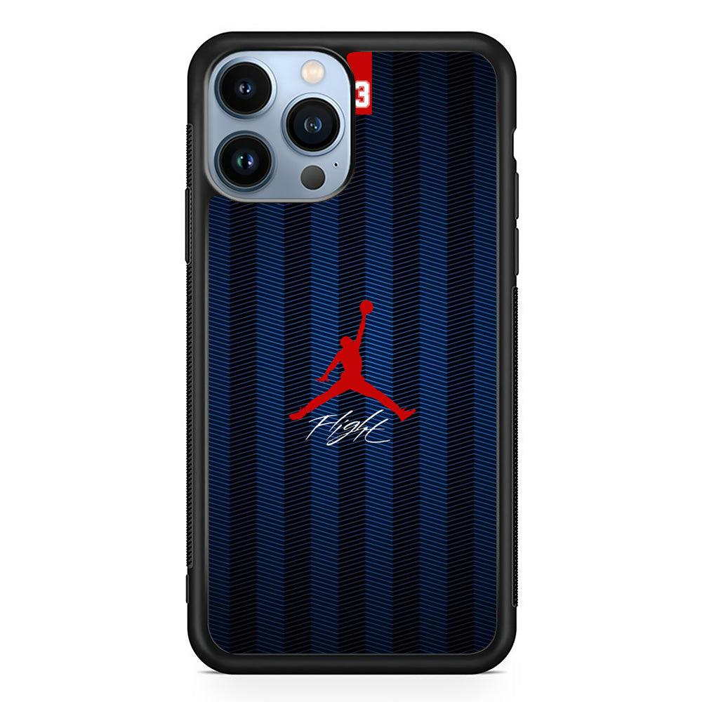 Air Jordan Deep Blue Art Line iPhone 15 Pro Max Case-Rubber Black (2D Case)-Oxvistore