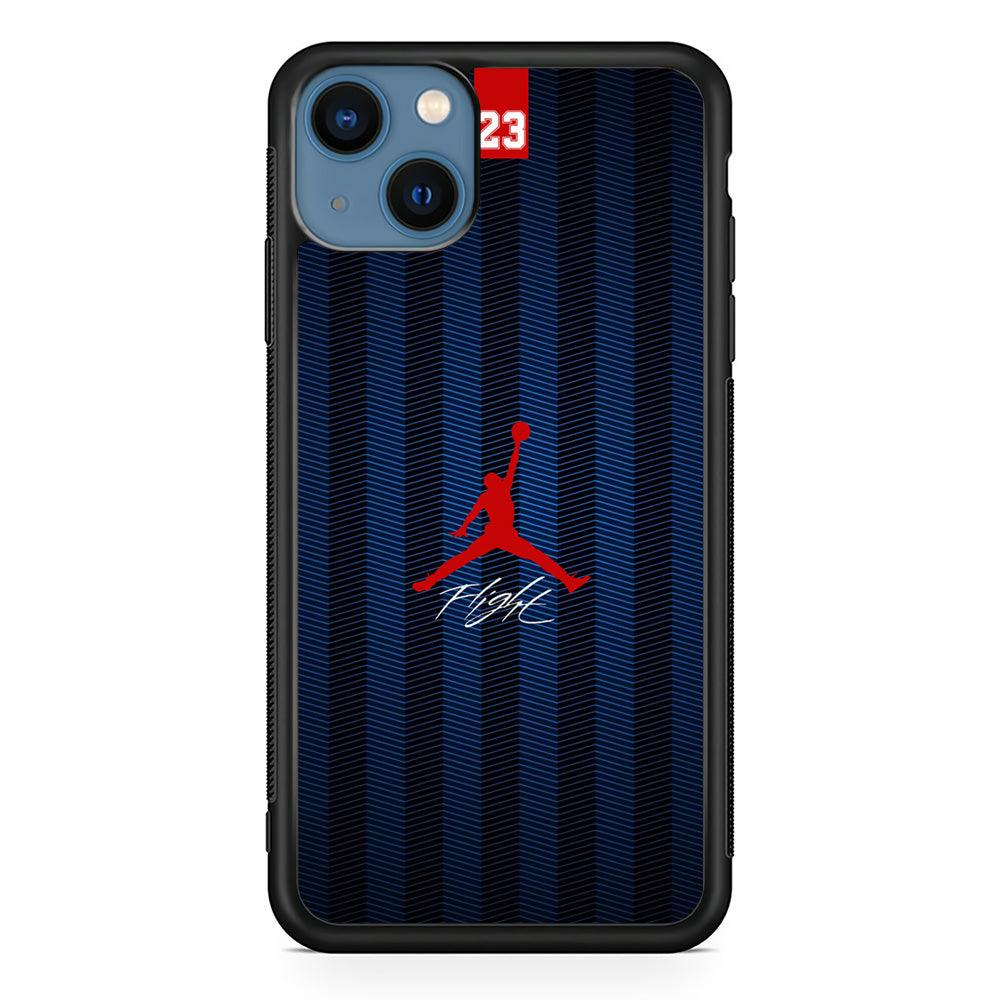 Air Jordan Deep Blue Art Line iPhone 13 Case-Rubber Black (2D Case)-Oxvistore