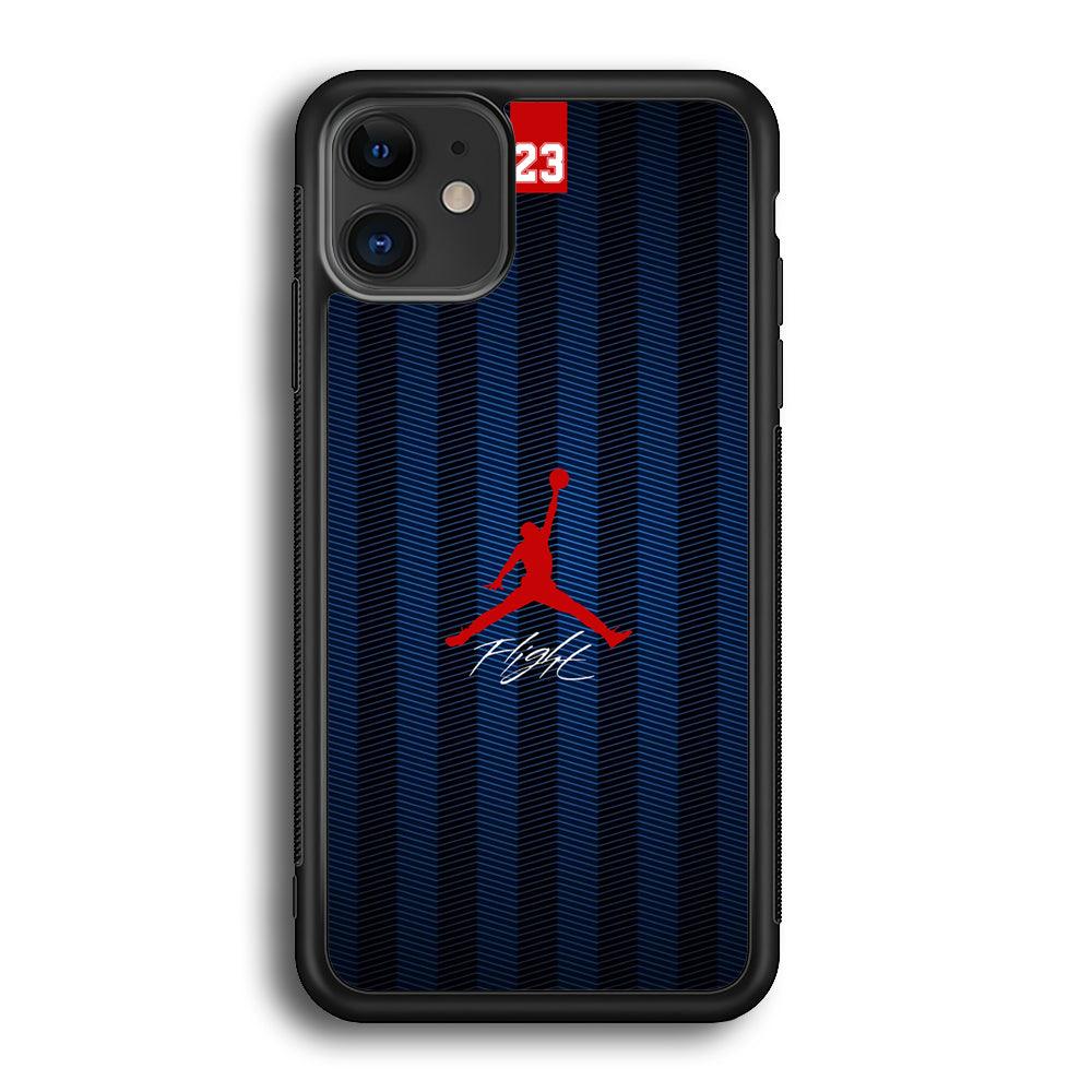 Air Jordan Deep Blue Art Line iPhone 11 Case-Rubber Black (2D Case)-Oxvistore