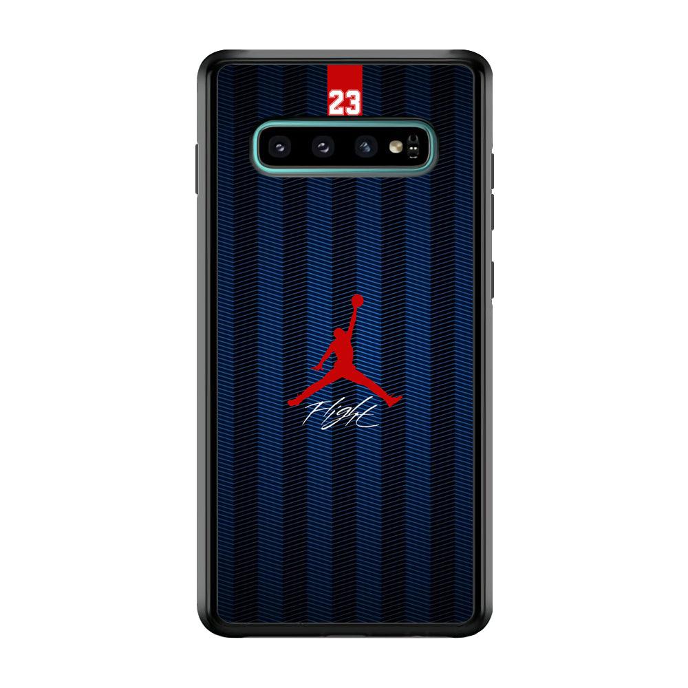 Air Jordan Deep Blue Art Line Samsung Galaxy S10 Plus Case-Rubber Black (2D Case)-Oxvistore