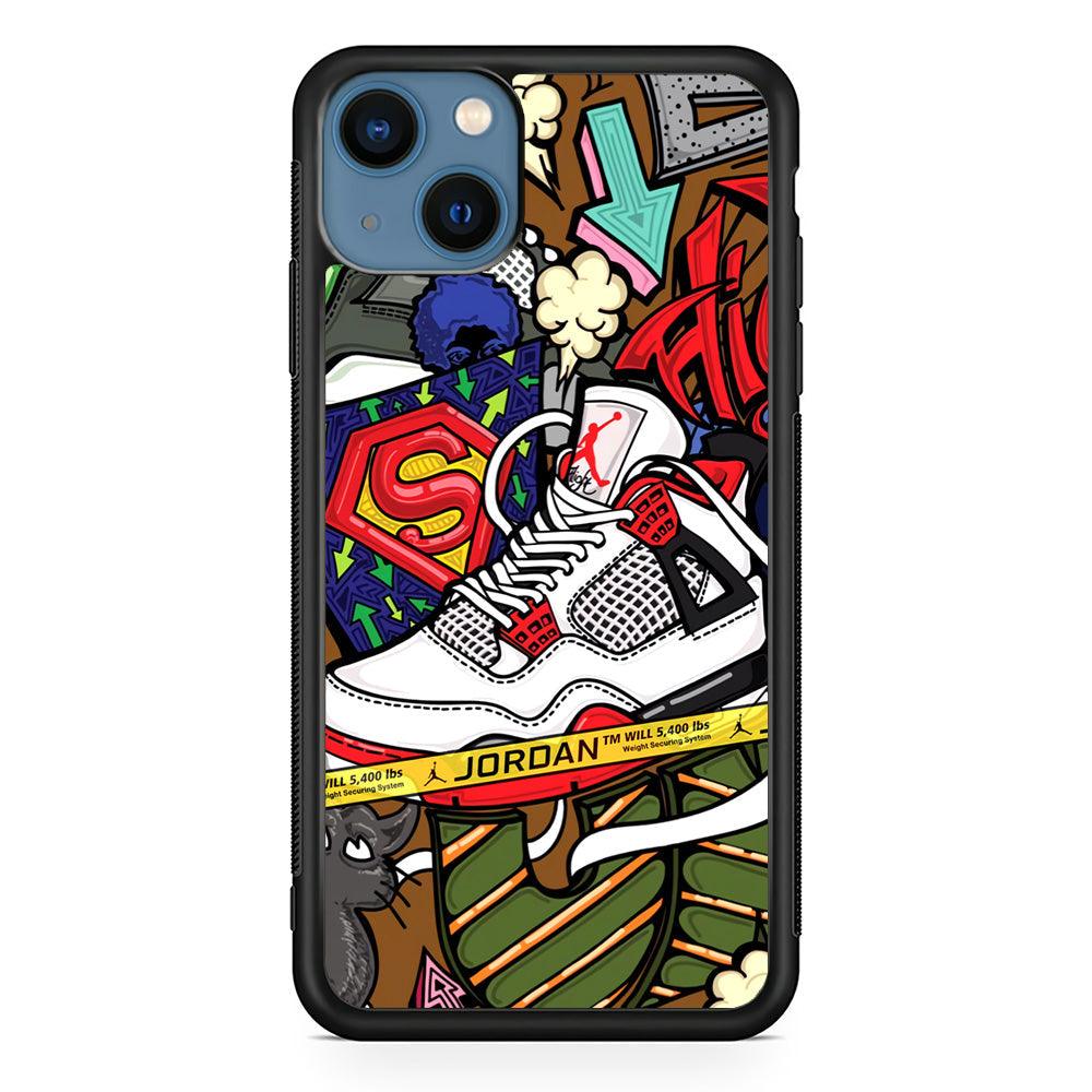 Air Jordan Doodle Board iPhone 13 Case-Rubber Black (2D Case)-Oxvistore