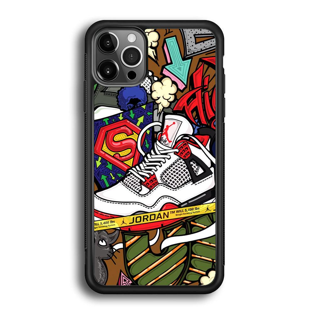 Air Jordan Doodle Board iPhone 12 Pro Case-Rubber Black (2D Case)-Oxvistore