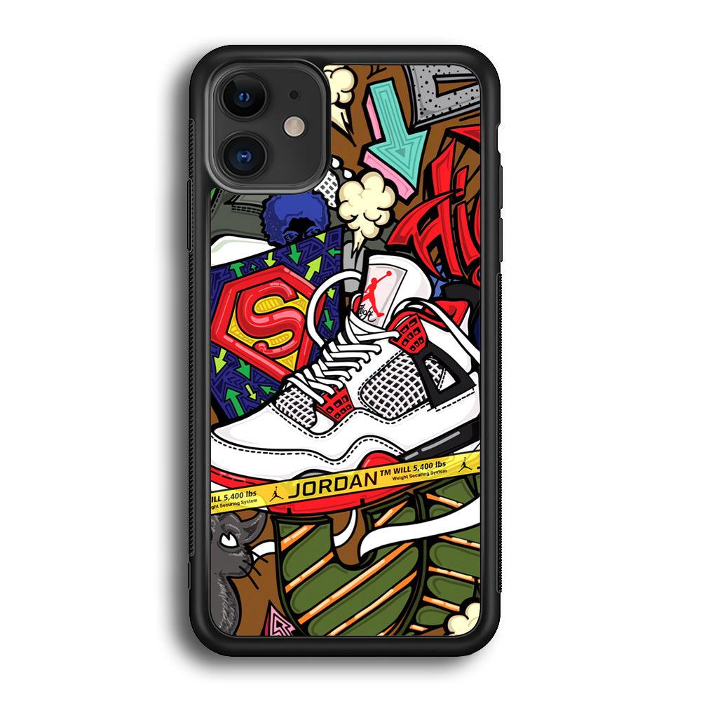 Air Jordan Doodle Board iPhone 12 Case-Rubber Black (2D Case)-Oxvistore