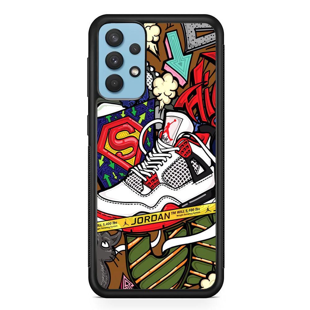 Air Jordan Doodle Board Samsung Galaxy A32 Case-Rubber Black (2D Case)-Oxvistore