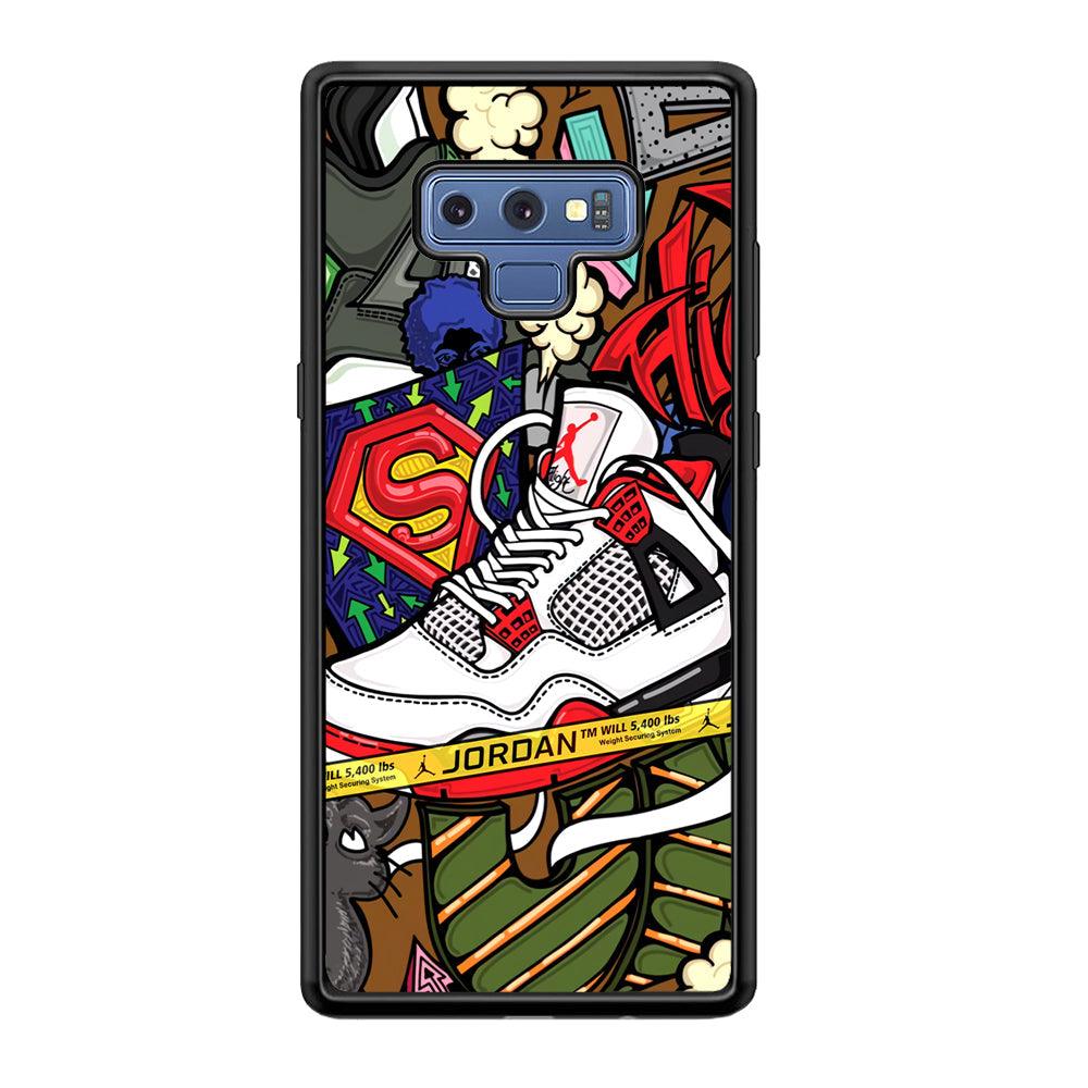 Air Jordan Doodle Board Samsung Galaxy Note 9 Case-Rubber Black (2D Case)-Oxvistore