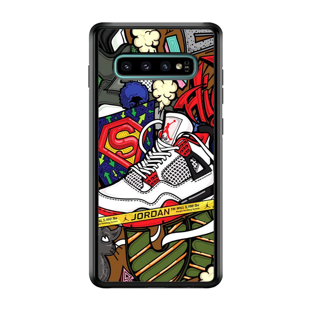 Air Jordan Doodle Board Samsung Galaxy S10 Case-Rubber Black (2D Case)-Oxvistore