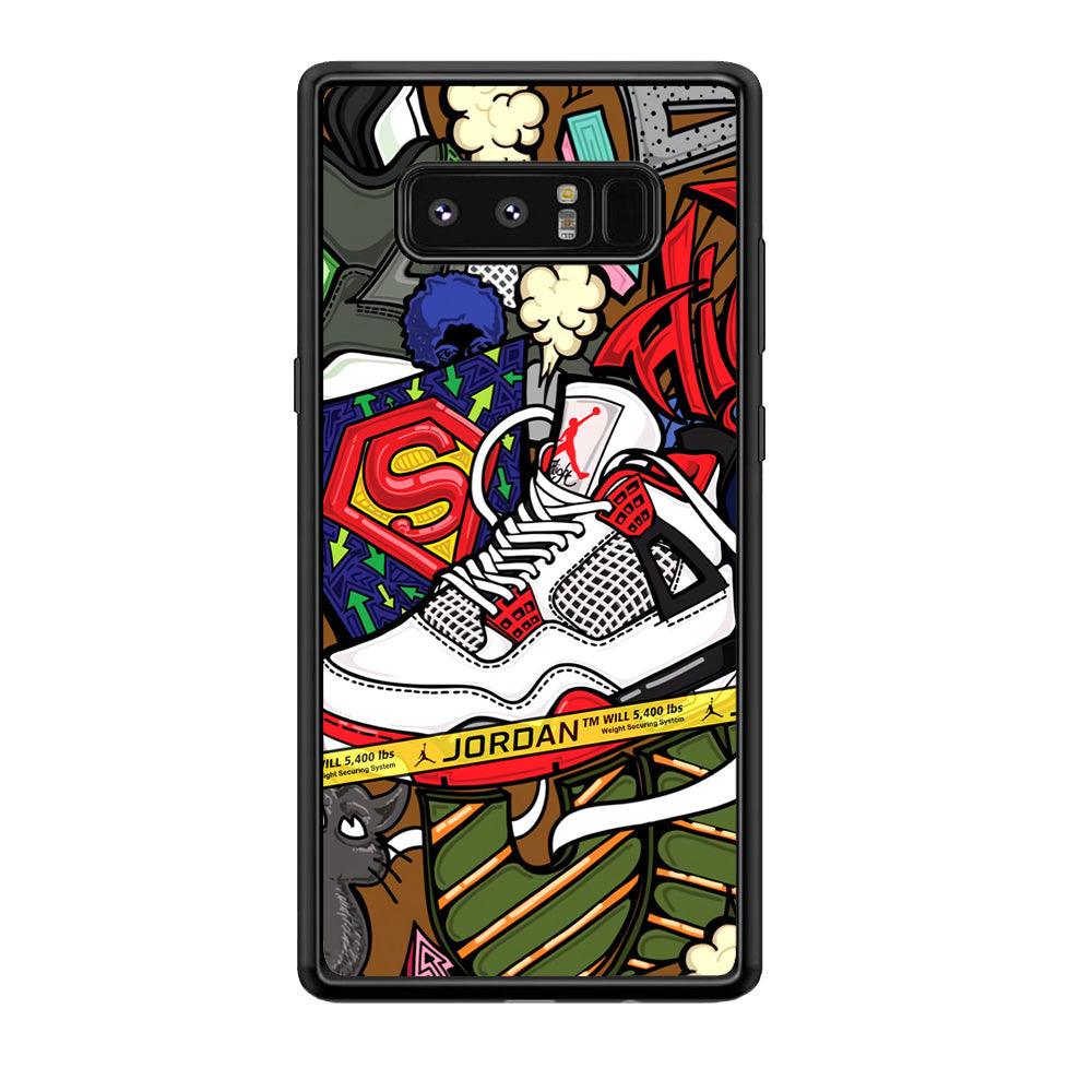 Air Jordan Doodle Board Samsung Galaxy Note 8 Case-Rubber Black (2D Case)-Oxvistore