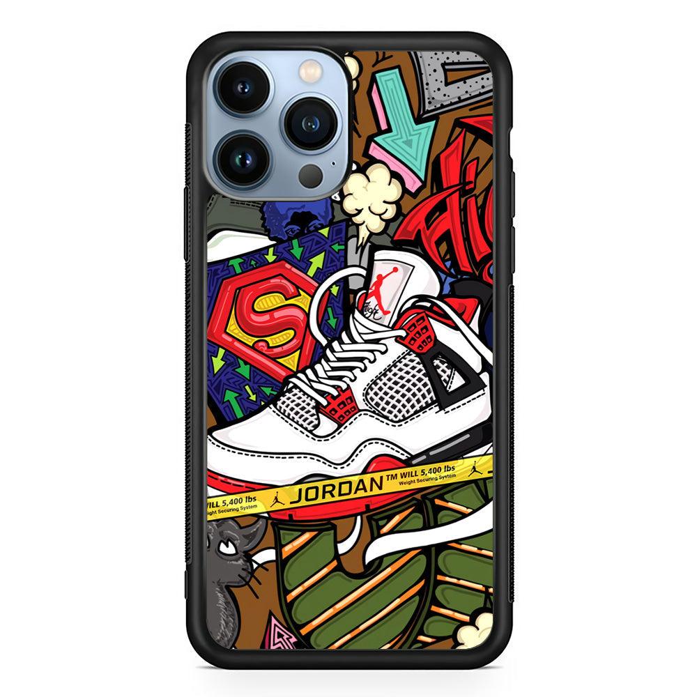 Air Jordan Doodle Board iPhone 14 Pro Max Case-Rubber Black (2D Case)-Oxvistore