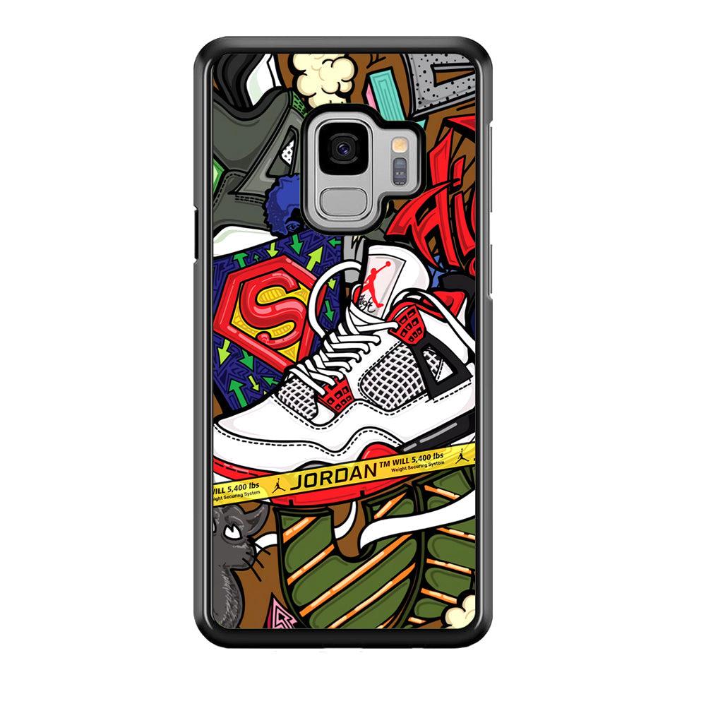 Air Jordan Doodle Board Samsung Galaxy S9 Case-Rubber Black (2D Case)-Oxvistore