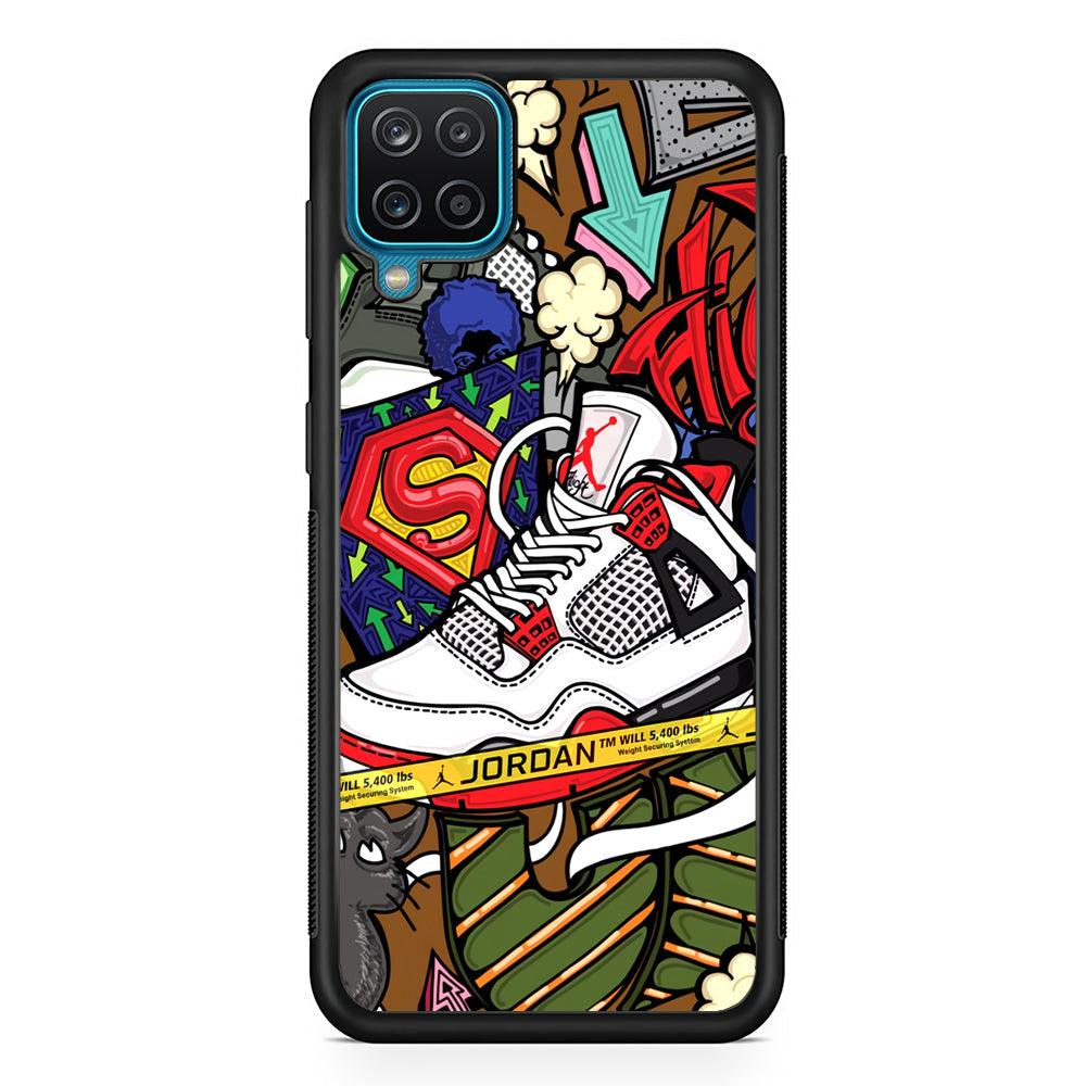 Air Jordan Doodle Board Samsung Galaxy A12 Case-Rubber Black (2D Case)-Oxvistore