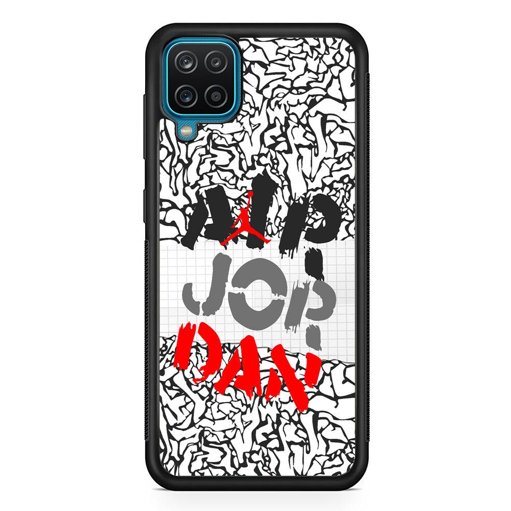 Air Jordan Drop The Paintbrush Samsung Galaxy A12 Case-Rubber Black (2D Case)-Oxvistore