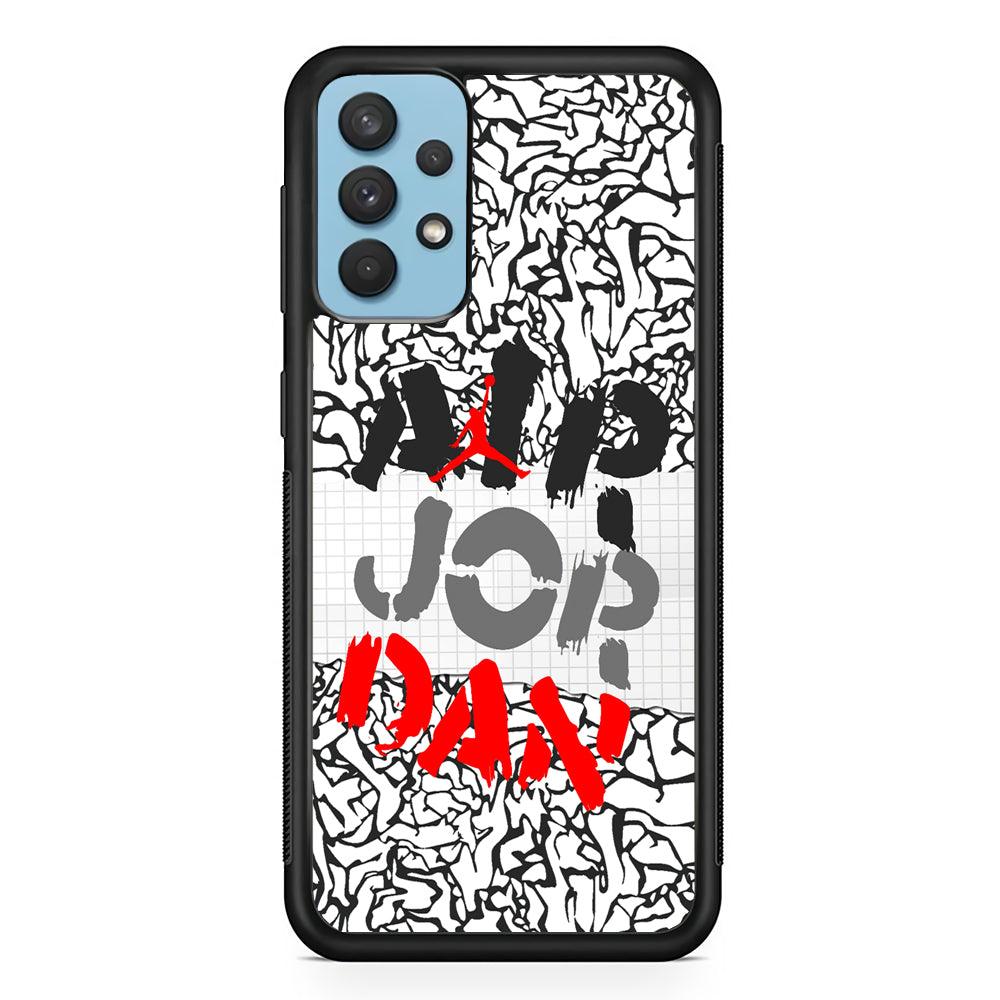 Air Jordan Drop The Paintbrush Samsung Galaxy A32 Case-Rubber Black (2D Case)-Oxvistore