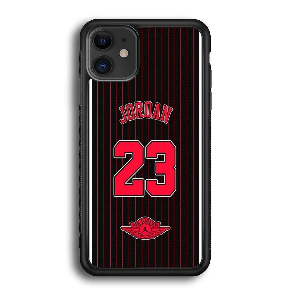 Air Jordan Emblem on Jersey iPhone 12 Case-Rubber Black (2D Case)-Oxvistore