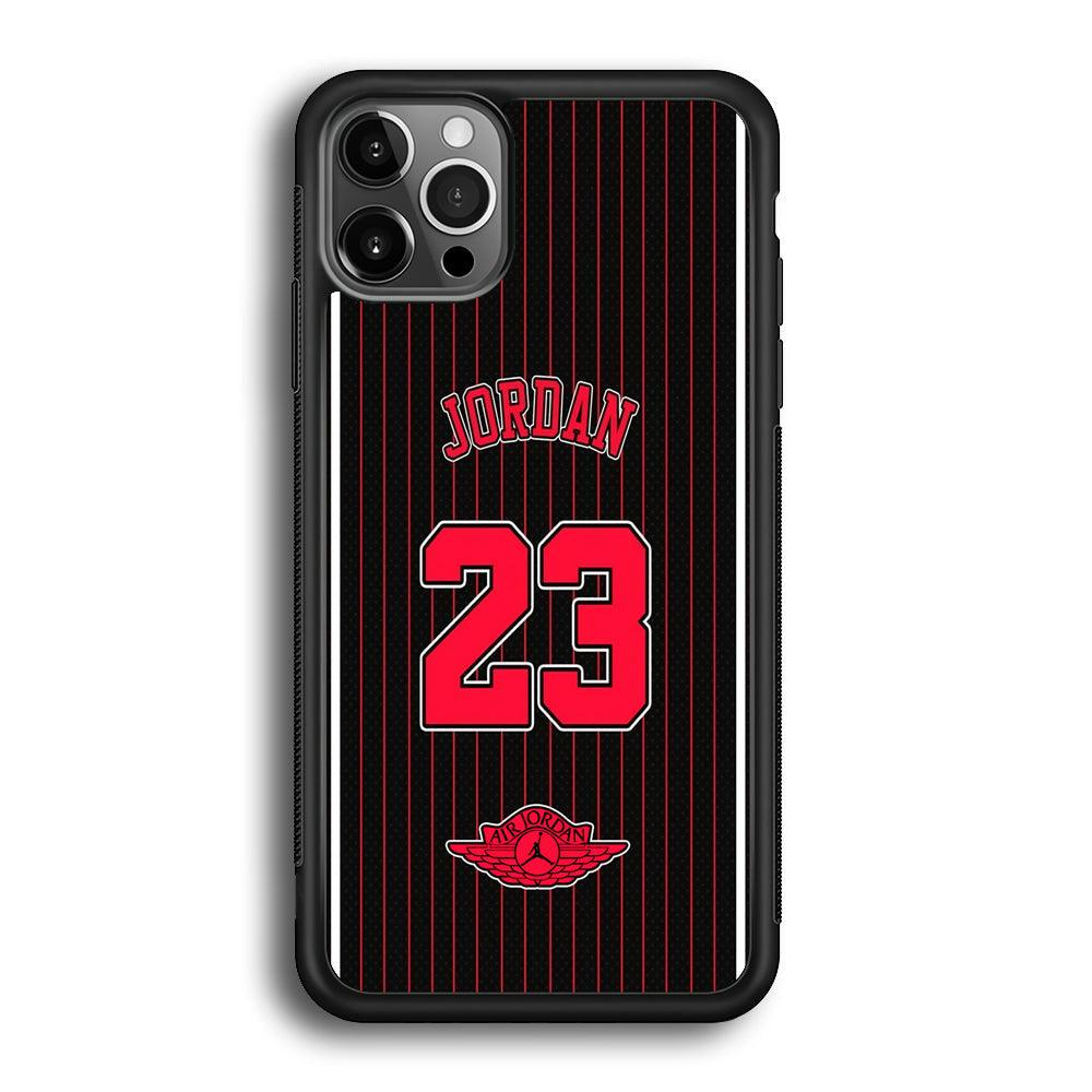 Air Jordan Emblem on Jersey iPhone 12 Pro Case-Rubber Black (2D Case)-Oxvistore