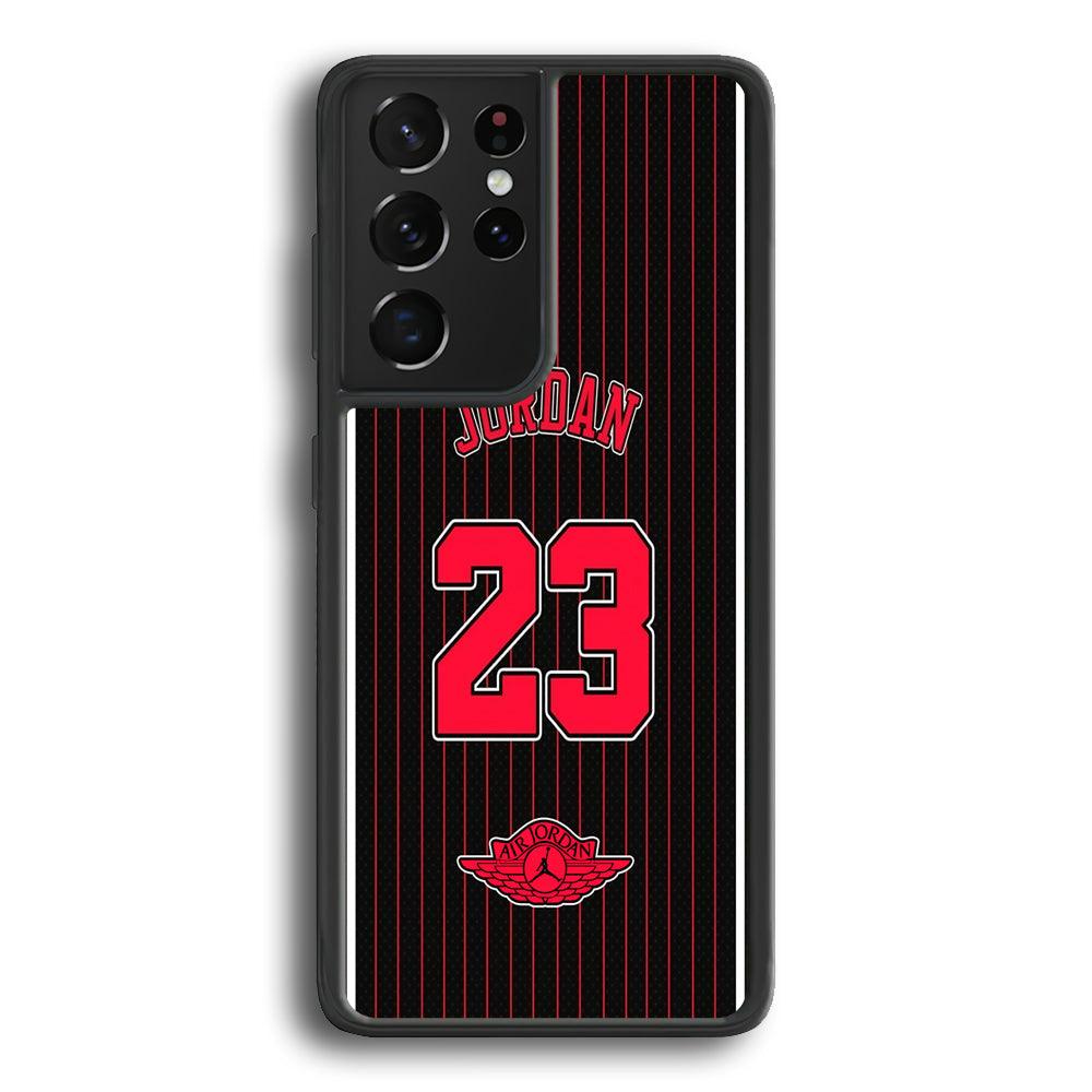 Air Jordan Emblem on Jersey Samsung Galaxy S22 Ultra Case-Rubber Black (2D Case)-Oxvistore