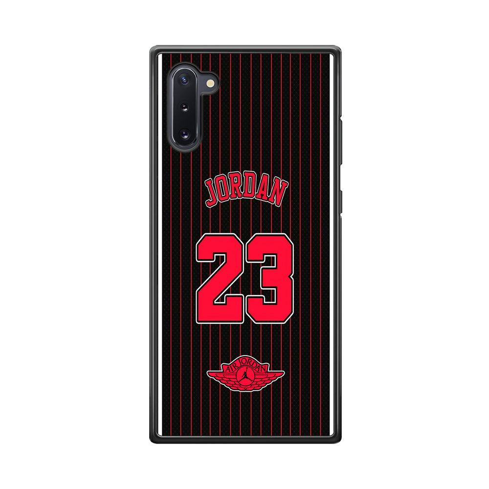 Air Jordan Emblem on Jersey Samsung Galaxy Note 10 Case-Rubber Black (2D Case)-Oxvistore