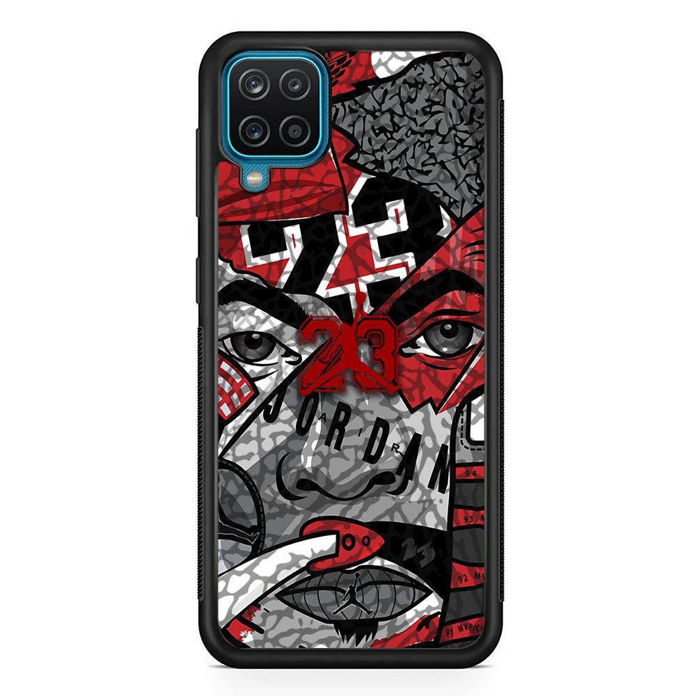 Air Jordan Face Without Mask Samsung Galaxy A12 Case-Rubber Black (2D Case)-Oxvistore