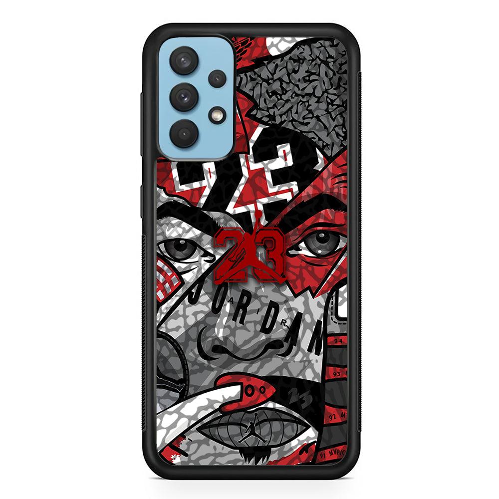 Air Jordan Face Without Mask Samsung Galaxy A32 Case-Rubber Black (2D Case)-Oxvistore