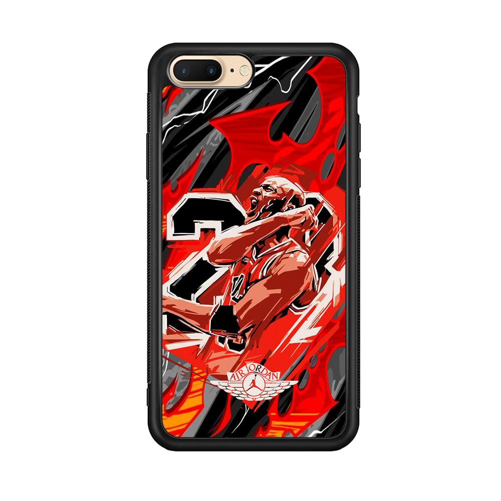 Air Jordan Flaming Spirit iPhone 8 plus Case-Rubber Black (2D Case)-Oxvistore